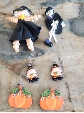 Halloween brooches and earrings